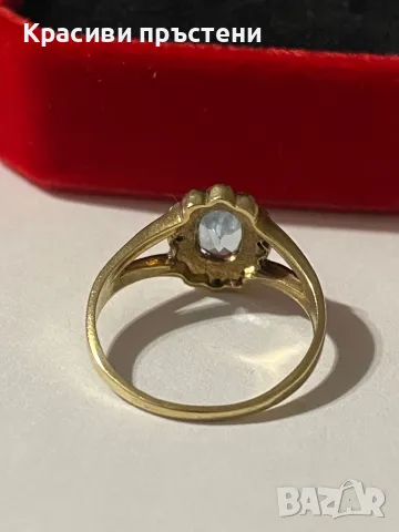 Елегантен златен пръстен с 4 диаманта – 9 кр, 1.91 гр, снимка 2 - Пръстени - 50181812