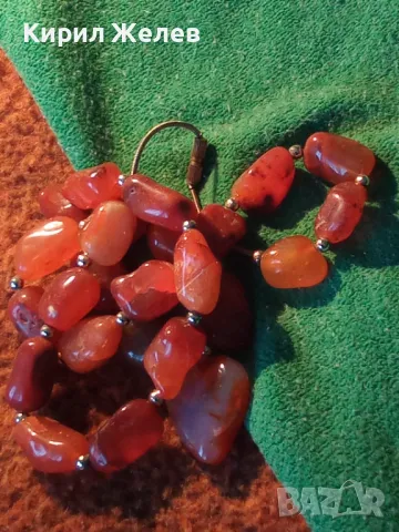ВЕЛИКОЛЕПНА ВИНТИДЖ АРТ ОГЪРЛИЦА от НАТУРАЛЕН ЧЕРВЕН ЯСПИС Ръчна МАЙСТОРСКА ИЗРАБОТКА 47319, снимка 14 - Колиета, медальони, синджири - 47217817
