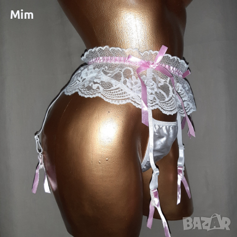 М Бял дантелен колан с жартиери , снимка 2 - Бельо - 36371904