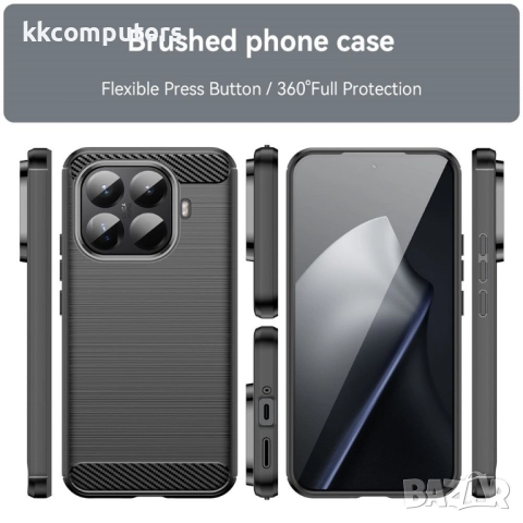 Защитен калъф AMORUS за Xiaomi 15T Pro | TPU, Въглеродна текстура | Вкл. Протектор | Черен, Червен, , снимка 10 - Резервни части за телефони - 52360934