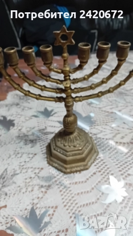 бронзов свещник менора, снимка 3 - Колекции - 52065590