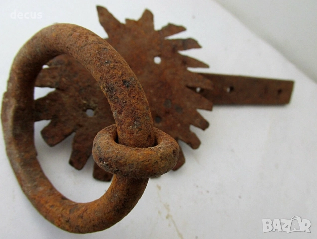 Антична кована желязна дръжка за врата с лост, снимка 7 - Антикварни и старинни предмети - 51456204