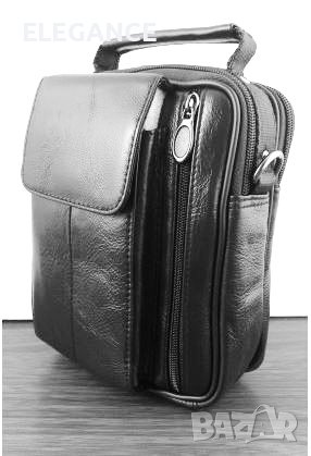 Мъжка кожена чанта  от естествена кожа с капак  4 варианта, снимка 1 - Чанти - 38693696
