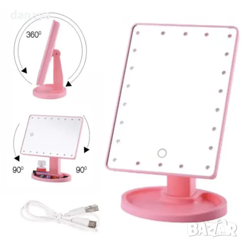5574 Настолно огледало с LED осветление и USB кабел, снимка 4 - Други - 48509231