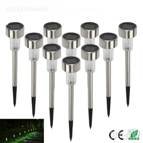 Комплект от 6 броя соларни градински LED лампи за оформяне на алеи и зони, снимка 1