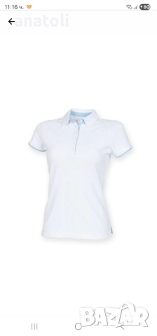 поло тениска, бяло/небесно, 2XL от Германия 