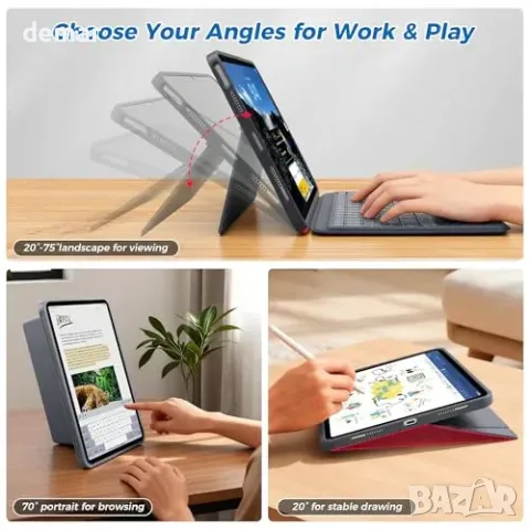 Калъф с отделяща се клавиатура за iPad Pro 11 M4/M5, сив, снимка 6 - Друга електроника - 55955496