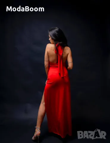 Дълга червена дамска рокля , снимка 4 - Рокли - 48371838
