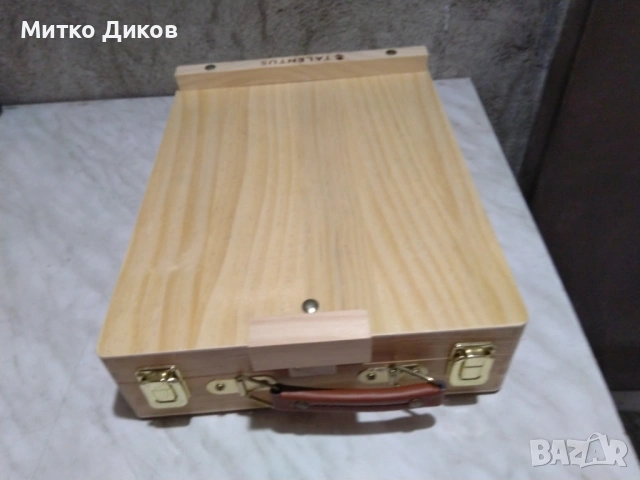 Дървено куфарче марково на Талентес за бои художници друго ново 36х27х8см Talentes