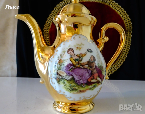 Кана баварски порцелан,злато,картина на Антоан Вато. , снимка 3 - Антикварни и старинни предмети - 51781637