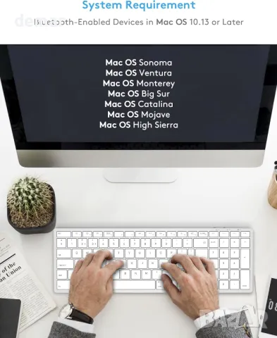 Безжична Bluetooth клавиатура Yivandi за Apple Mac OS – QWERTY оформление, ножични клавиши, снимка 5 - Клавиатури и мишки - 47763476