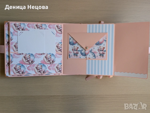 Бебешки ръчно изработен албум за снимки, подарък за бебе, погача, рожден ден, снимка 4 - Други - 53425691