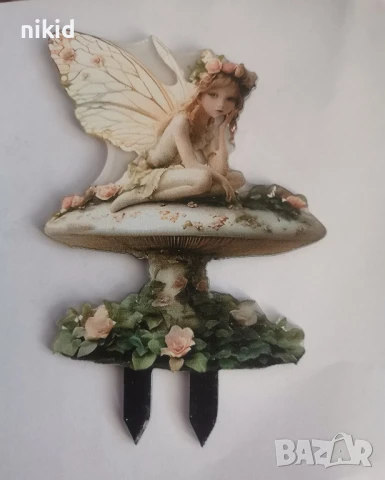 2D Акрилен топер Момиче момиченце ангел фея на гъба на стойка основа украса декор статуетка, снимка 3 - Други - 50916721