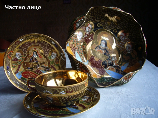 Японски чаен сервиз от 1920-те год. от ажурен порцелан, ръчна изработка, снимка 2 - Антикварни и старинни предмети - 52552281