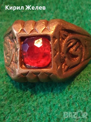 СТАРИНЕН ОРНАМЕНТИРАН БРОНЗИРАН КЛАСИЧЕСКИ РЕТРО ПРЪСТЕН с ФАСЕТИРАН КРИСТАЛ  РЪЧНА ИЗРАБОКА 29670, снимка 4 - Антикварни и старинни предмети - 40552649