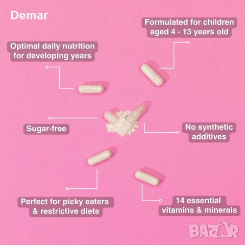 Purolabs Мултивитамини за деца калций цинк желязо витаминC B12 D3 60бр, снимка 5 - Хранителни добавки - 41852632