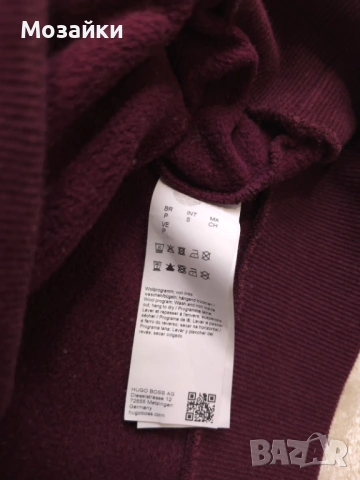 Boss Econny Hoodie бордо като ново, велурено лого, размер S, снимка 6 - Суичъри - 53596114