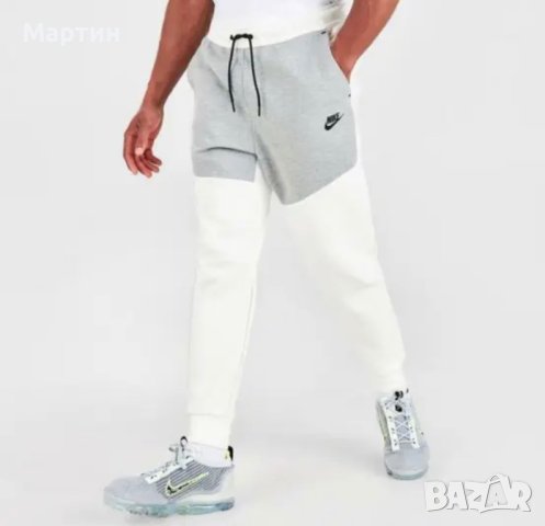 Мъжко долнище Nike Tech Fleece  Cuffed White Heather Grey Black - размер L