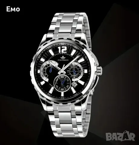 Мъжки ежедневен часовник от неръждаема стомана с кварцов механизъм, снимка 2 - Мъжки - 48798846