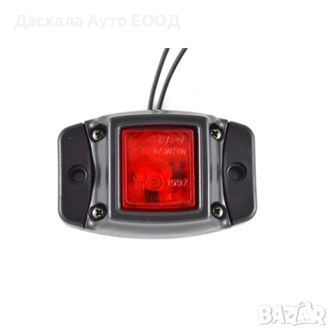 1бр. ЧЕРВЕН ЛЕД LED габарит с 3 диода на висока основа, 12-24V , ПОЛША