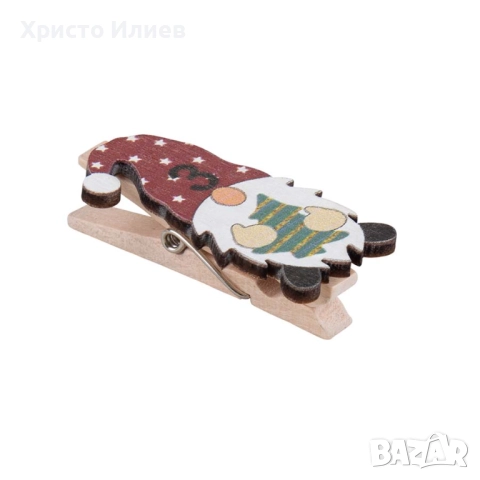 Коледен календар Комплект 24 дървени щипки за адвент календар 3 вида, снимка 2 - Коледни подаръци - 52053878