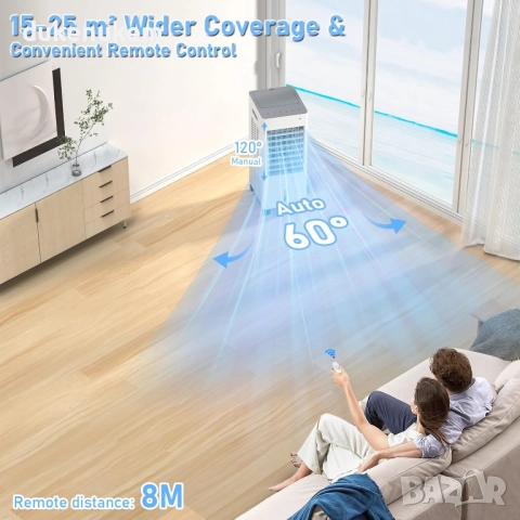 Мобилен климатик 4 в 1 с водно охлаждане, 8L, снимка 7 - Климатици - 52569631