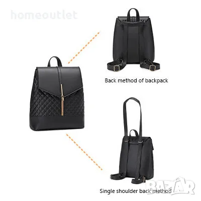 ПРОМОЦИЯ Дамска раница от изкуствена кожа в черно UNISOUL, снимка 2 - Чанти - 49300964