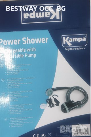 Къмпинг душ акумулаторен USB, преносим, ак "Kampa" rechargeable campingshower with submersible pump , снимка 9 - Палатки - 37287190