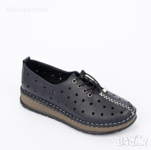 Дамски обувки от естествена кожа с перфорация на платформа , снимка 3 - Дамски ежедневни обувки - 41895983
