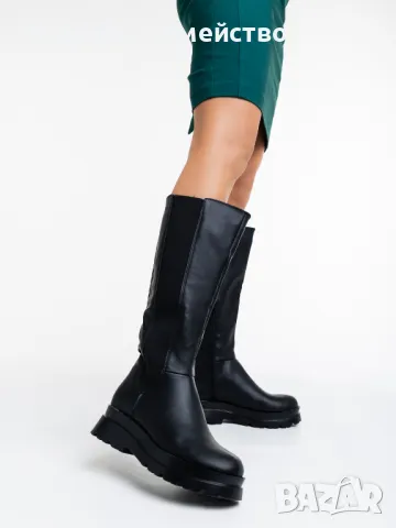 ПРОМО ! Дамски стилни ботуши с ластик черно , снимка 2 - Дамски ботуши - 48103803