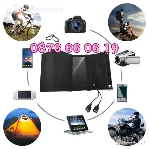 Сгъваем соларен панел 21W, с накрайници за зареждане, сгъваем соларен панел за къмпинг, снимка 8 - Къмпинг мебели - 50233898