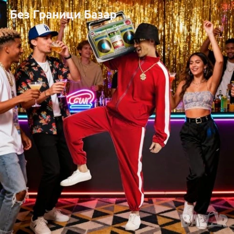 Нов 80s/90s мъжки хип-хоп костюм анцуг сет + шапка, очила, чантичка, снимка 7 - Други - 53645332