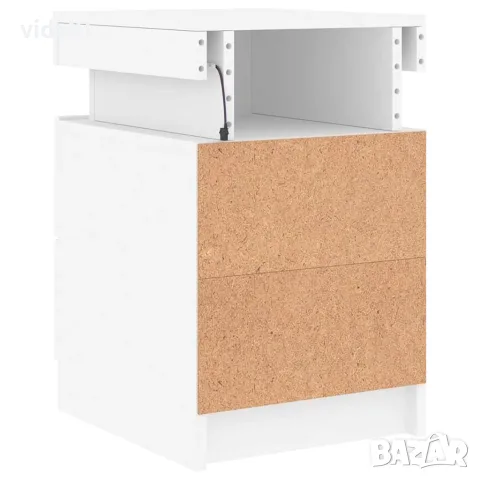 vidaXL Нощни шкафчета с LED осветление, 2 бр, бели, 35x39x55 см, снимка 9 - Шкафове - 56148129