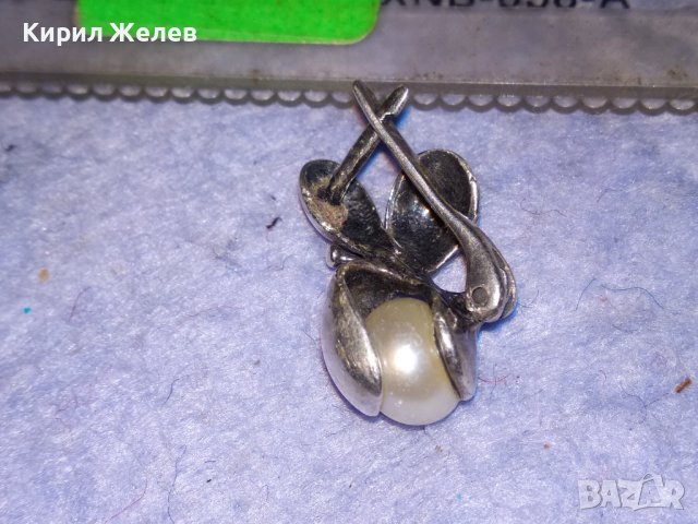 ПЕРЛЕНА АНГЛИЙСКА СРЕБЪРНА ВИНТИДЖ ОБЕЦА СРЕБРО 925 с ЕСТЕСТВЕНА БЯЛА ПЕРЛА ЮВЕЛИРНА ИЗРАБОТКА 38140, снимка 8 - Обеци - 40940700
