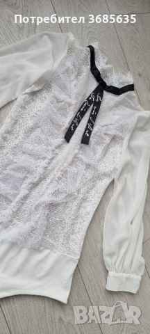НОВО Бяло боди риза с панделка AVIN, снимка 3 - Корсети, бюстиета, топове - 43601695