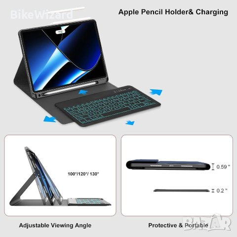 Калъф с клавиатура JADEMALL за iPad Pro 12.9 2022/2021/2020/2018 (6.5, 4-то и 3-то поколение) НОВО, снимка 2 - Таблети - 41820541