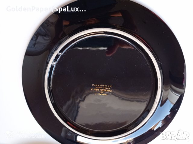 Рисувана чиния диаметър 24,5см - 24 к платина и злато, снимка 3 - Други ценни предмети - 34620176