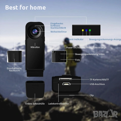 Малка камера Baobylon без WiFi, HD 1080P, снимка 4 - Други - 53175032