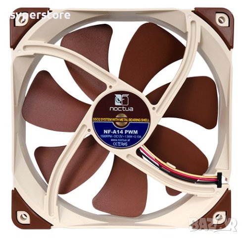 Вентилатор за компютър 140x140x25mm Noctua NF-A14-PWM SSO2 Bearing 4 pin PWM 1500RPM 12V, снимка 4 - Други - 40479863