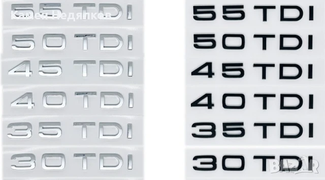 Емблема 30TDI 35TDI 40TDI 45TDI 50TDI 55TDI за Ауди Черна Хромирана, снимка 2 - Аксесоари и консумативи - 50510541