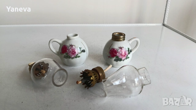 Английски, порцеланови, газени лампи. , снимка 5 - Настолни лампи - 53004793