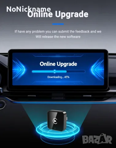 XUDA 2в1 Безжичен CarPlay, Android Auto адаптер USB донгъл Smart Mini Box Plug and Play универсален, снимка 10 - Аксесоари и консумативи - 52442759