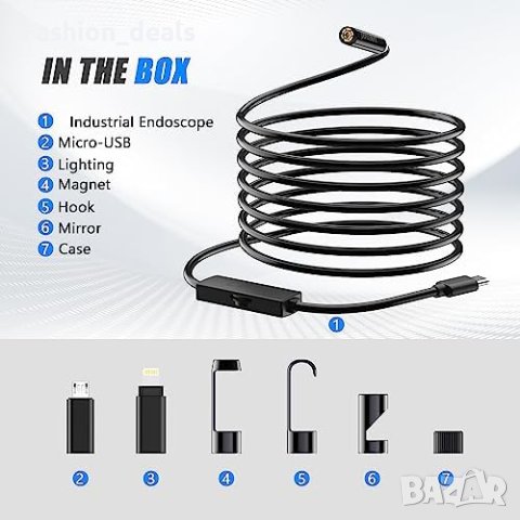 Нов едноскоп с 8 LED светлини за Android и iOS инспекционна камера мъж ремонт, снимка 3 - Друга електроника - 42522040