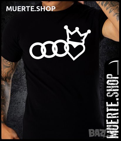 Черна тениска с щампа LOVE AUDI