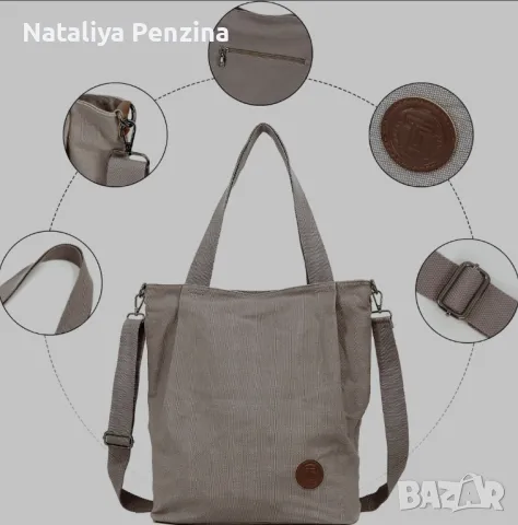 TAN.TOMI Shopper Bag Дамска чанта за през рамо с цип,, снимка 6 - Чанти - 48871961