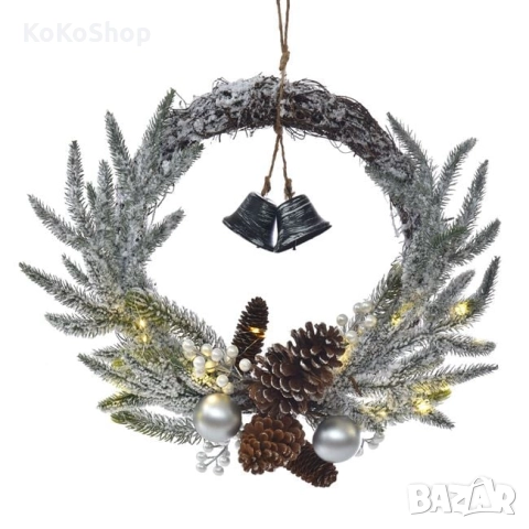 Светещ коледен венец 60  см./коледен венец с LED светлини/венец за коледна украса, снимка 2 - Декорация за дома - 52445934