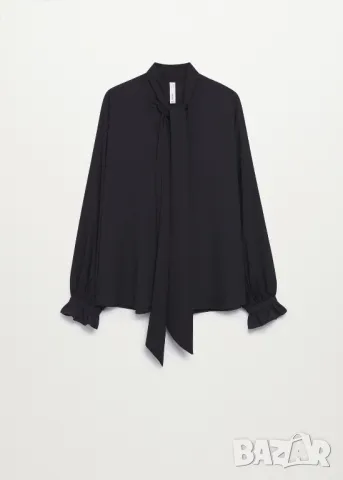 Дамска черна риза шифон , снимка 3 - Ризи - 49370488