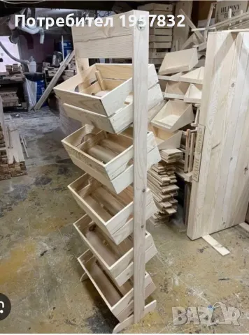 Стелаж с наклонени щайги с хедър за заведения и магазини, снимка 2 - Оборудване за магазин - 48953109