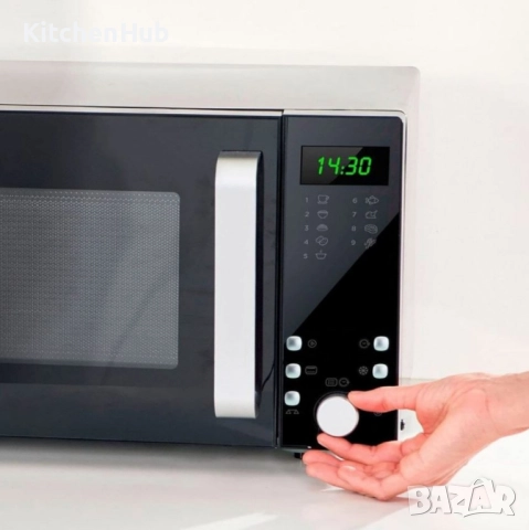 Микровълнова с грил Black+Decker – 23L, 900W, 9 автоматични програми и детска защита , снимка 9 - Микровълнови - 52383082