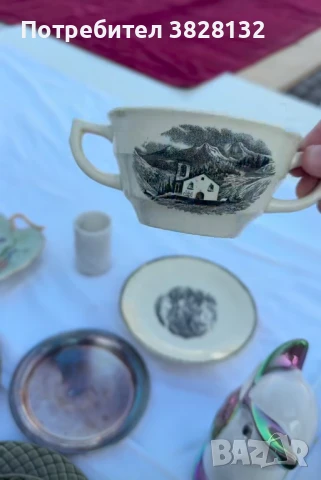 сет за супа - купа с две дръжки и подложна чиния, антикварен, снимка 8 - Антикварни и старинни предмети - 50818463